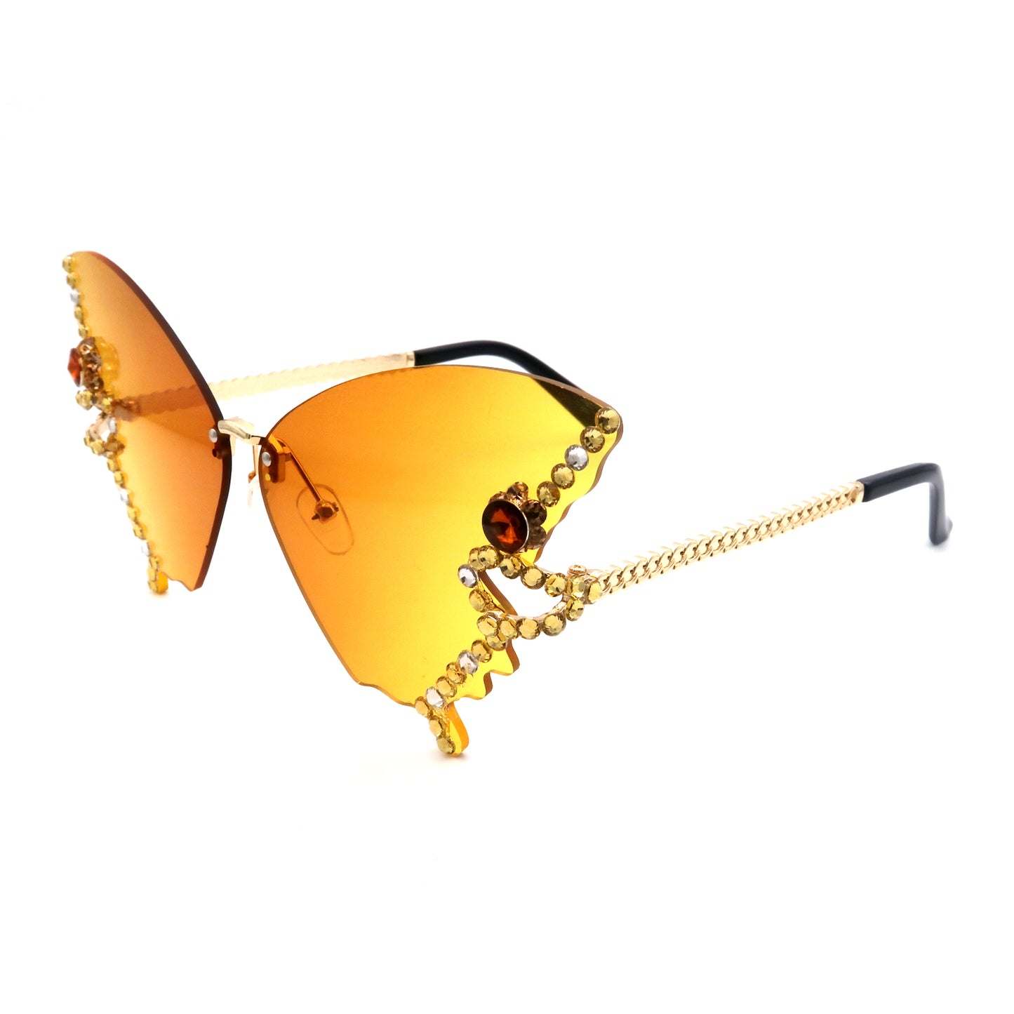 Vi90146 Women's Retro Classic Butterfly Shape Diamond Rimless Sunglasses UV Blocking Sunglasses