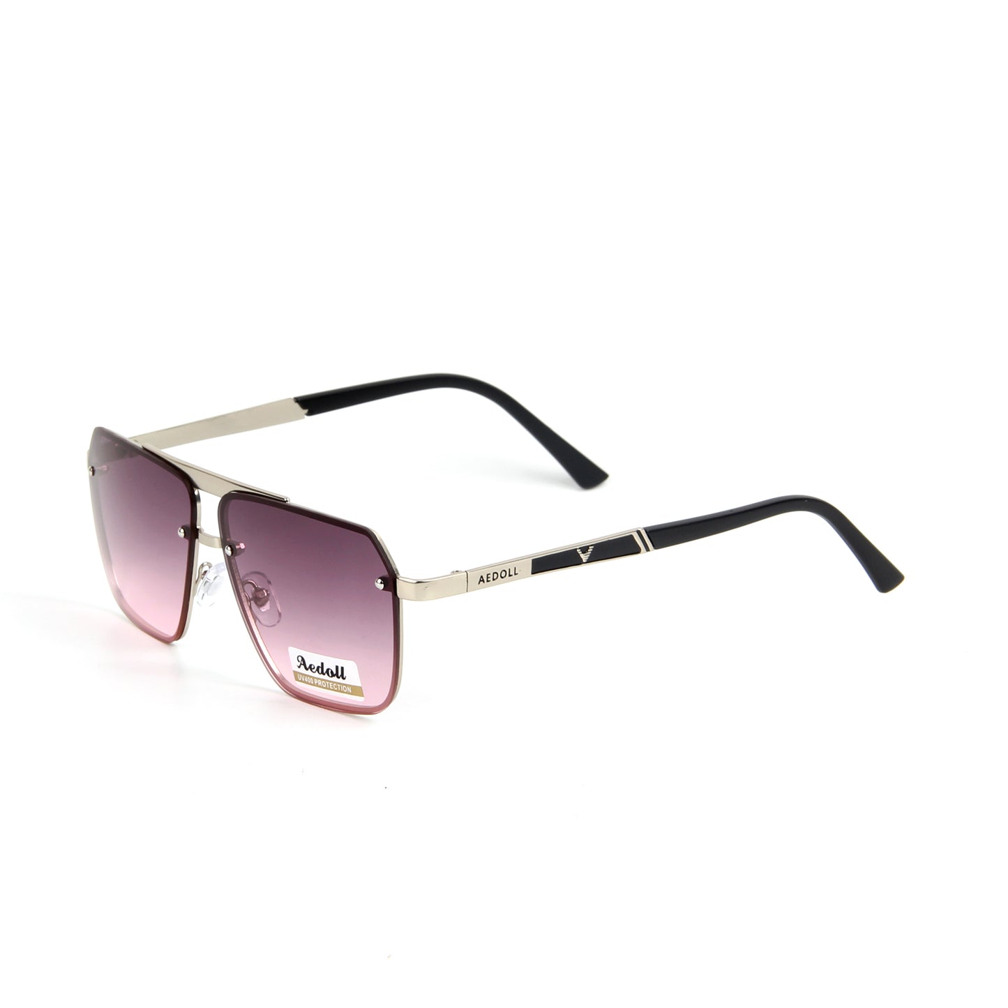 Vi9332 Amnue Trendy Aviator Sunglasses Mens Womens Retro Double Bridge Metal Semi-Rimless Shades