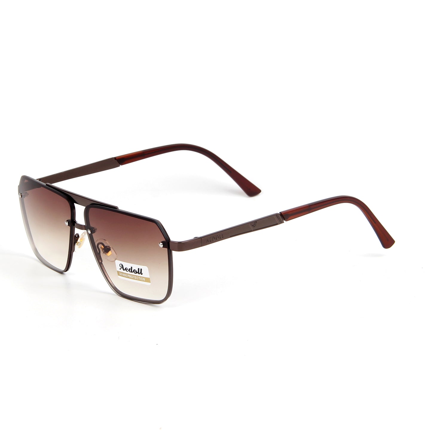 Vi9332 Amnue Trendy Aviator Sunglasses Mens Womens Retro Double Bridge Metal Semi-Rimless Shades