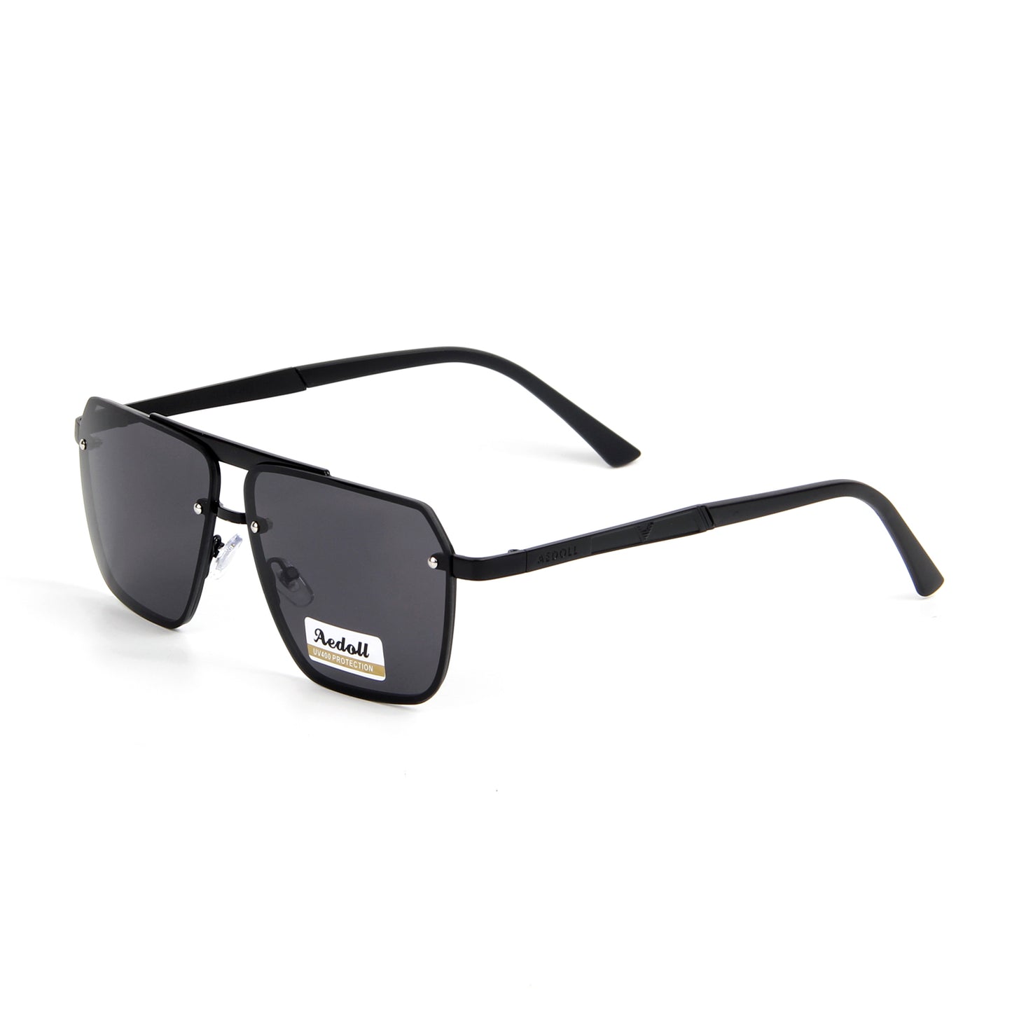Vi9332 Amnue Trendy Aviator Sunglasses Mens Womens Retro Double Bridge Metal Semi-Rimless Shades