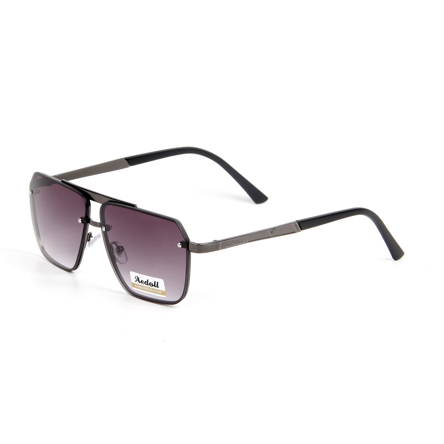 Vi9332 Amnue Trendy Aviator Sunglasses Mens Womens Retro Double Bridge Metal Semi-Rimless Shades