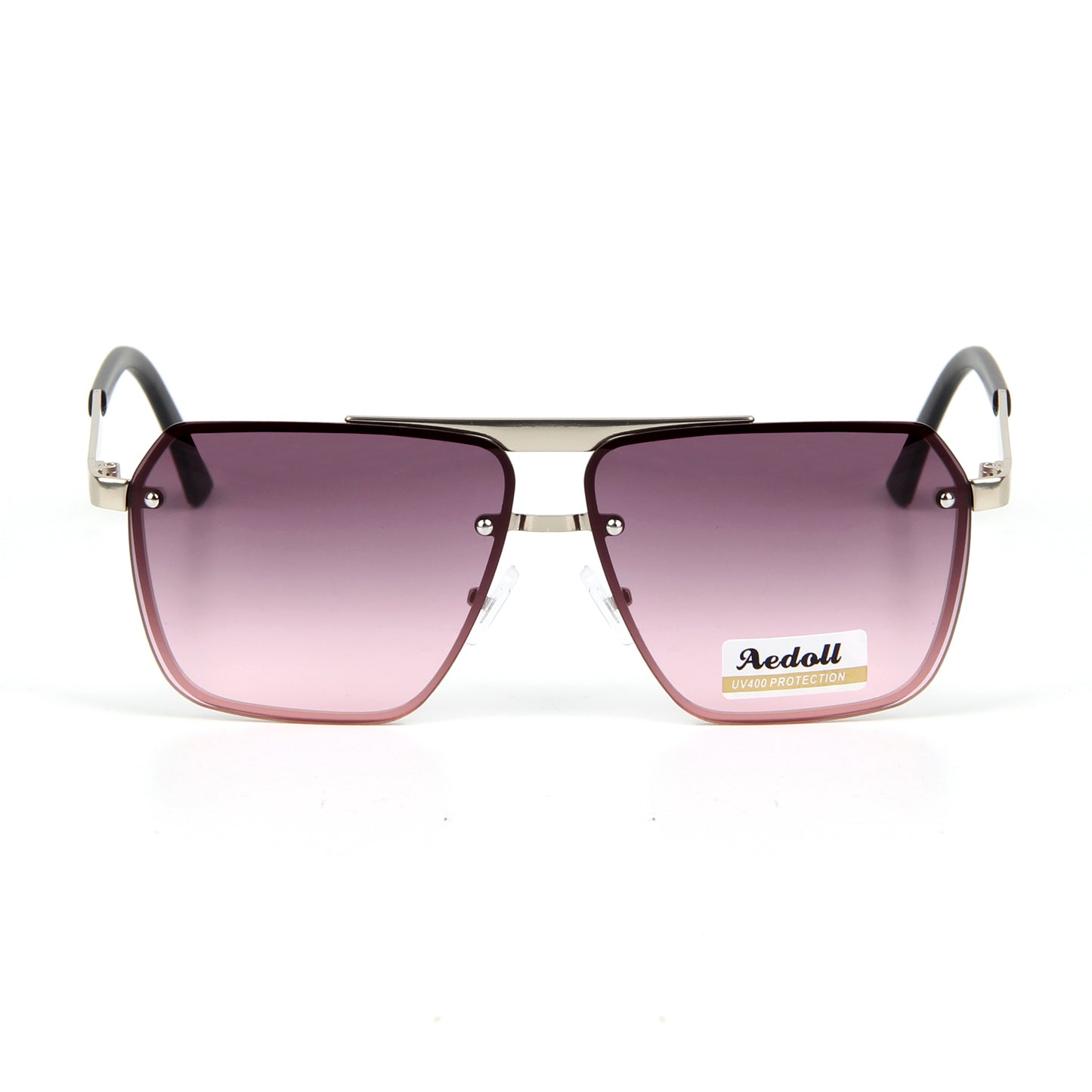 Vi9332 Amnue Trendy Aviator Sunglasses Mens Womens Retro Double Bridge Metal Semi-Rimless Shades