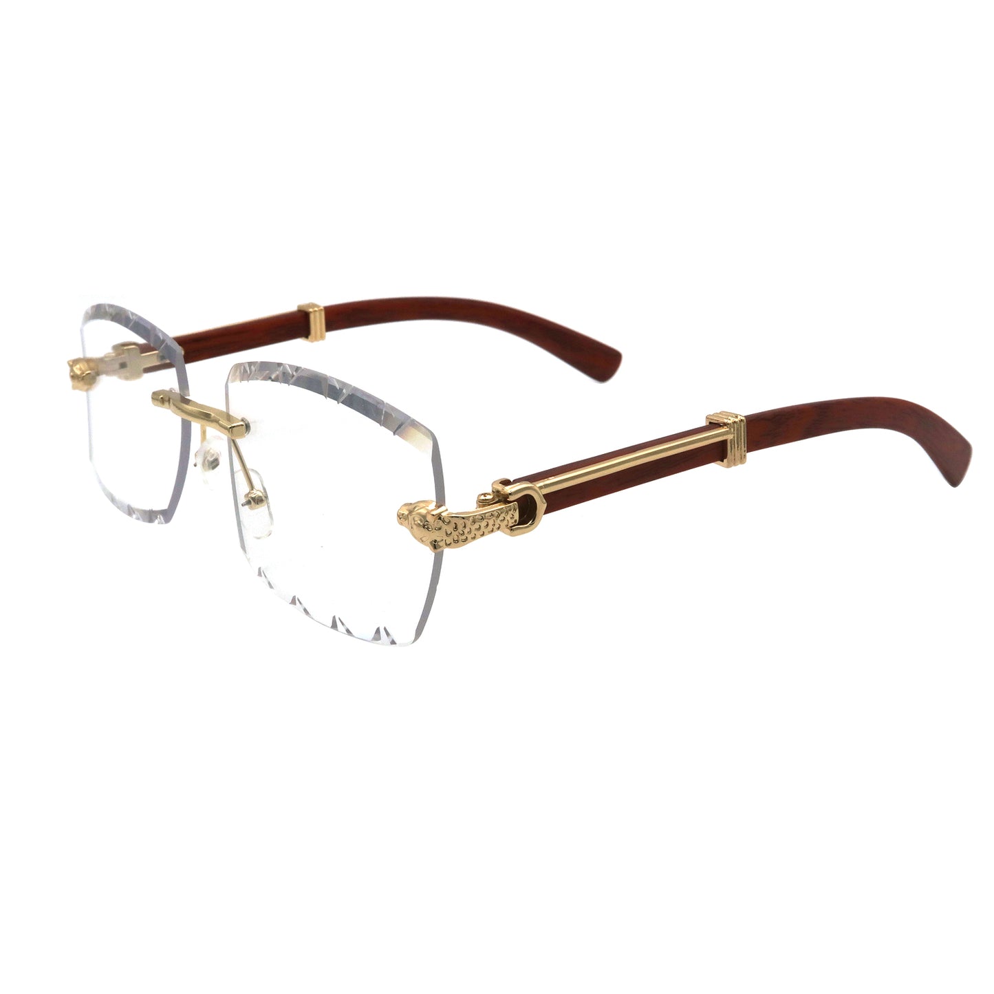Vi19103 Rimless Rectangle Sunglasses for Men Women Hip-hop Wood Small Square Sunglasses Frameless 70s 90s Shades