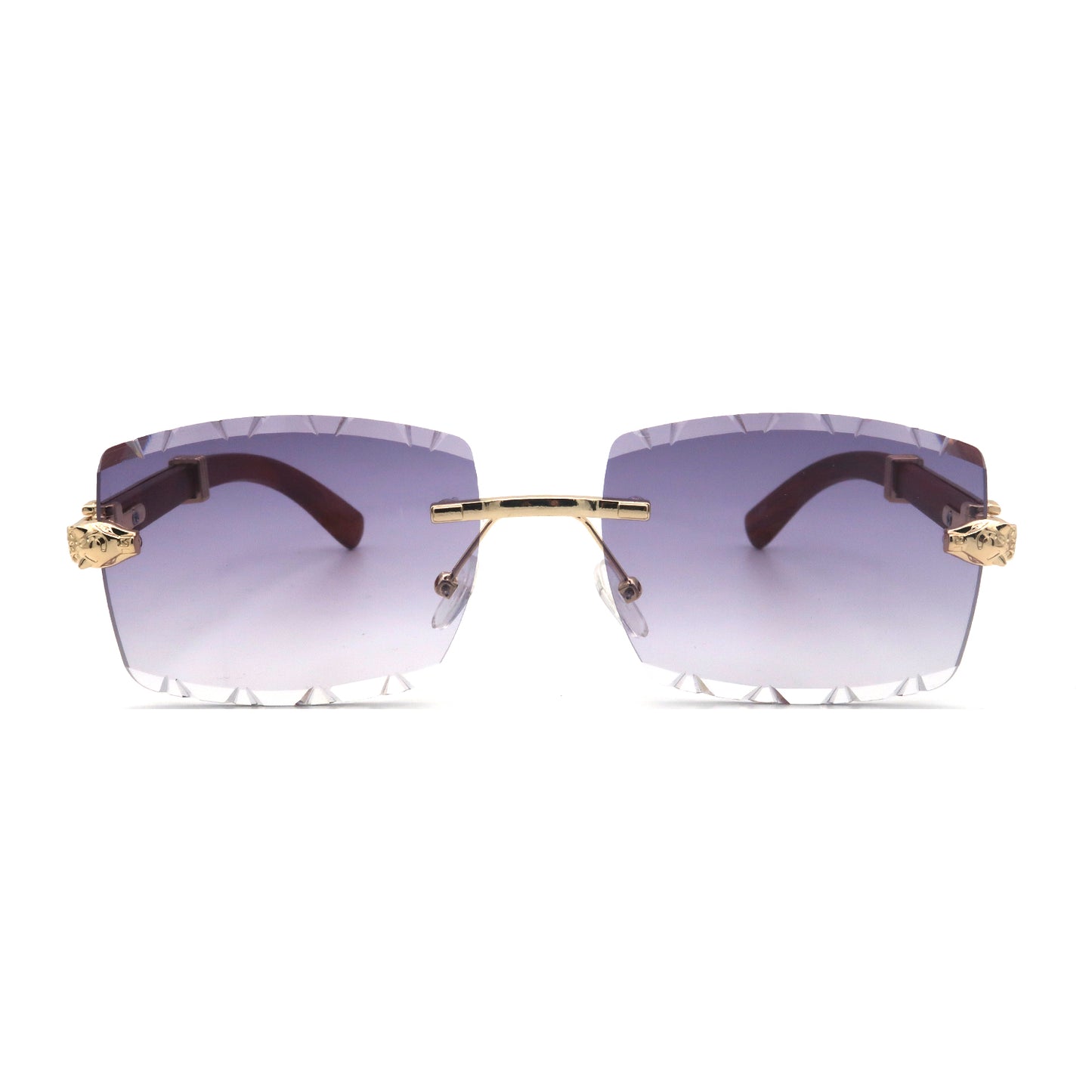 Vi19103 Rimless Rectangle Sunglasses for Men Women Hip-hop Wood Small Square Sunglasses Frameless 70s 90s Shades