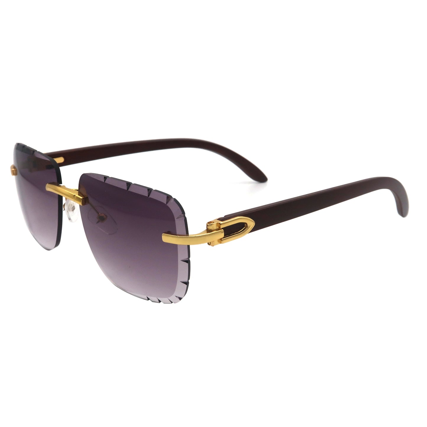 Vi19106 Rimless Rectangle Sunglasses for Men Women Hip-hop Wood Small Square Sunglasses Frameless 70s 90s Shades