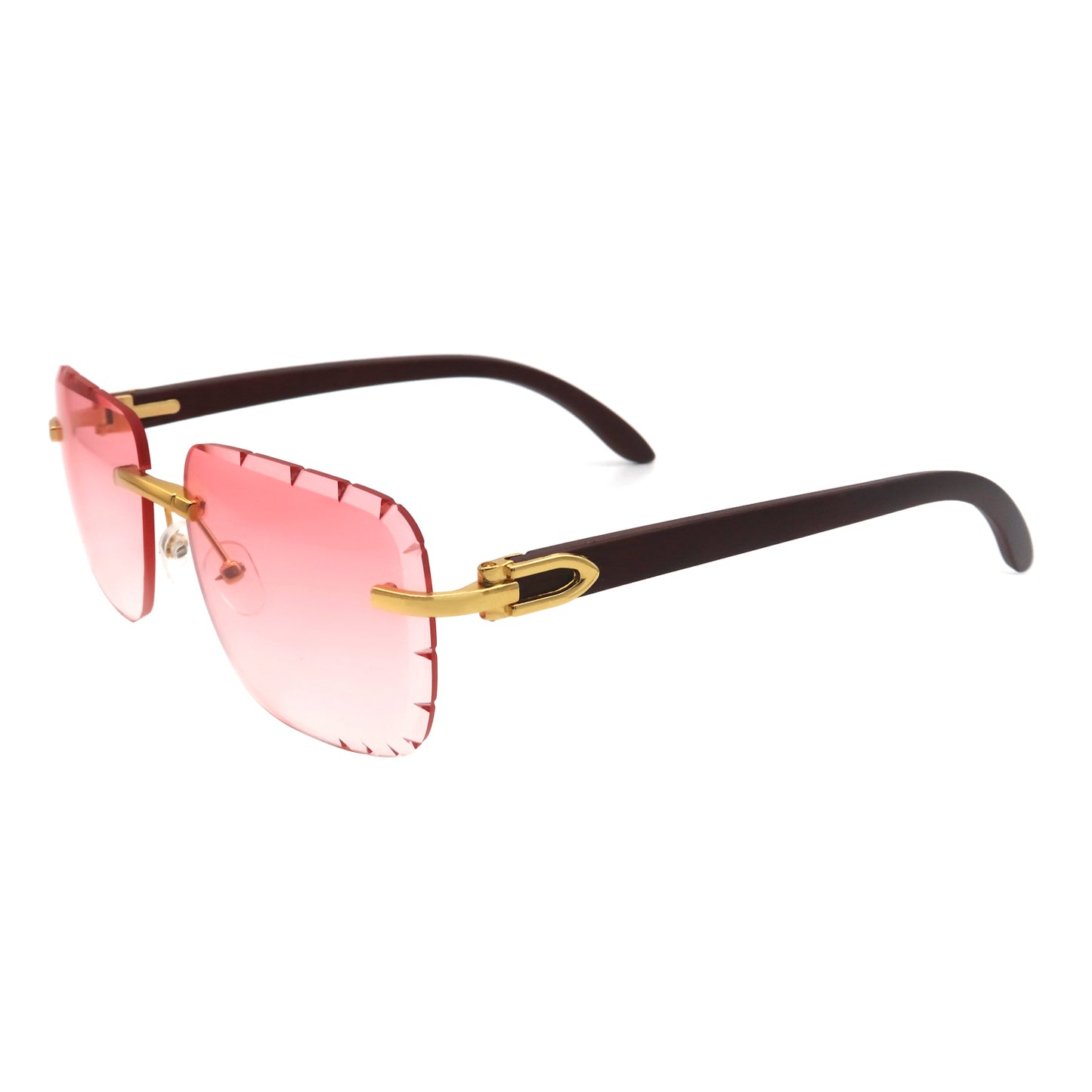 Vi19106 Rimless Rectangle Sunglasses for Men Women Hip-hop Wood Small Square Sunglasses Frameless 70s 90s Shades