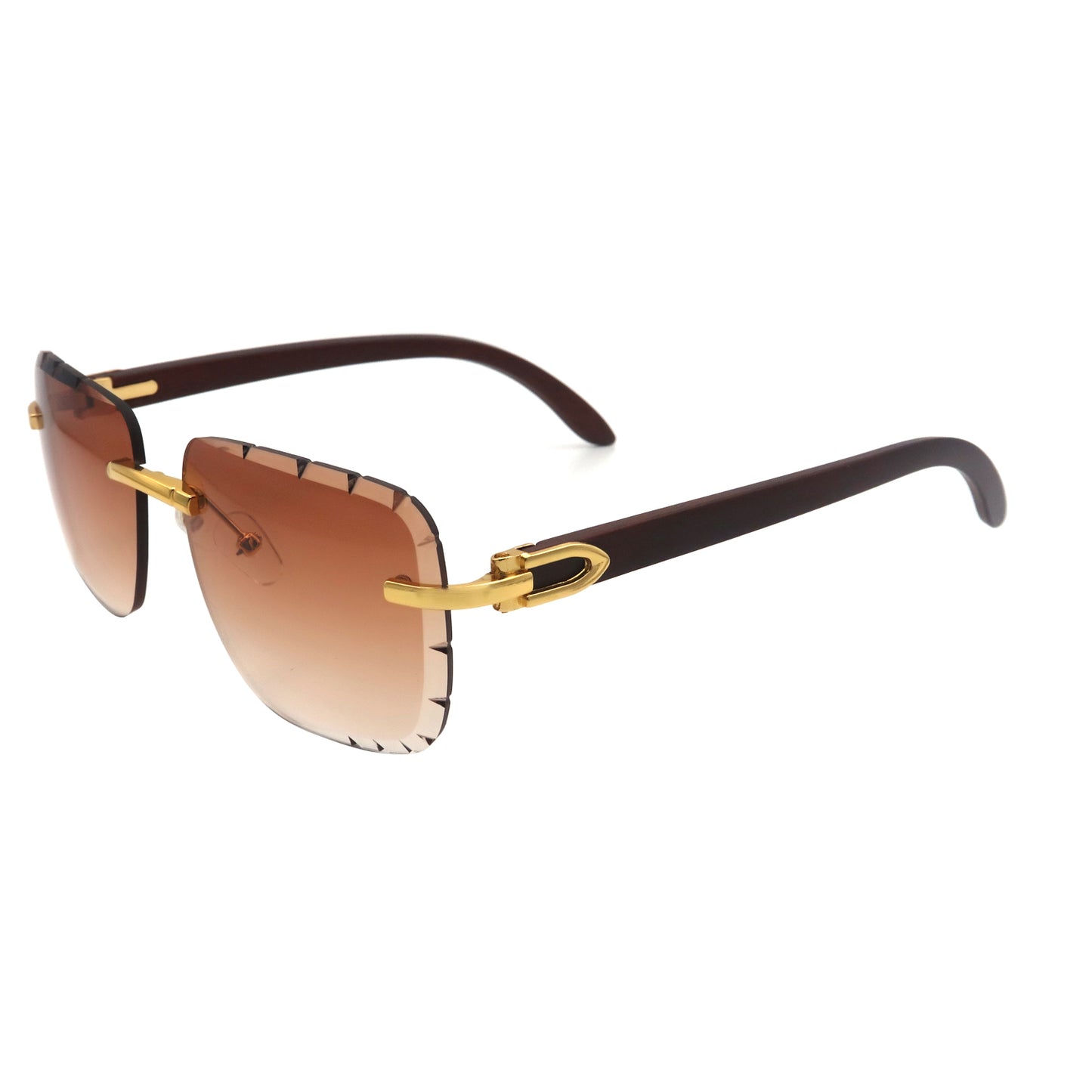 Vi19106 Rimless Rectangle Sunglasses for Men Women Hip-hop Wood Small Square Sunglasses Frameless 70s 90s Shades