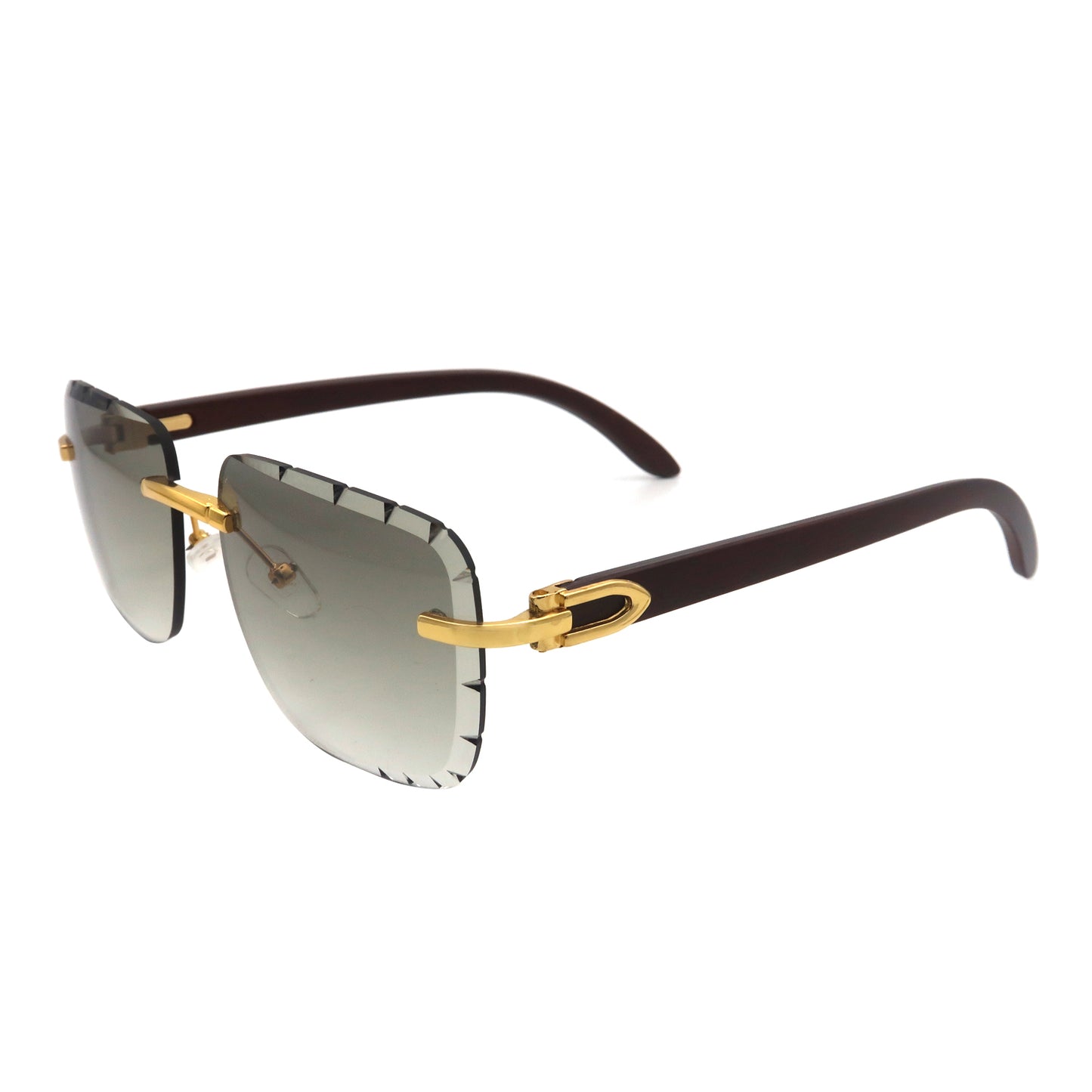Vi19106 Rimless Rectangle Sunglasses for Men Women Hip-hop Wood Small Square Sunglasses Frameless 70s 90s Shades