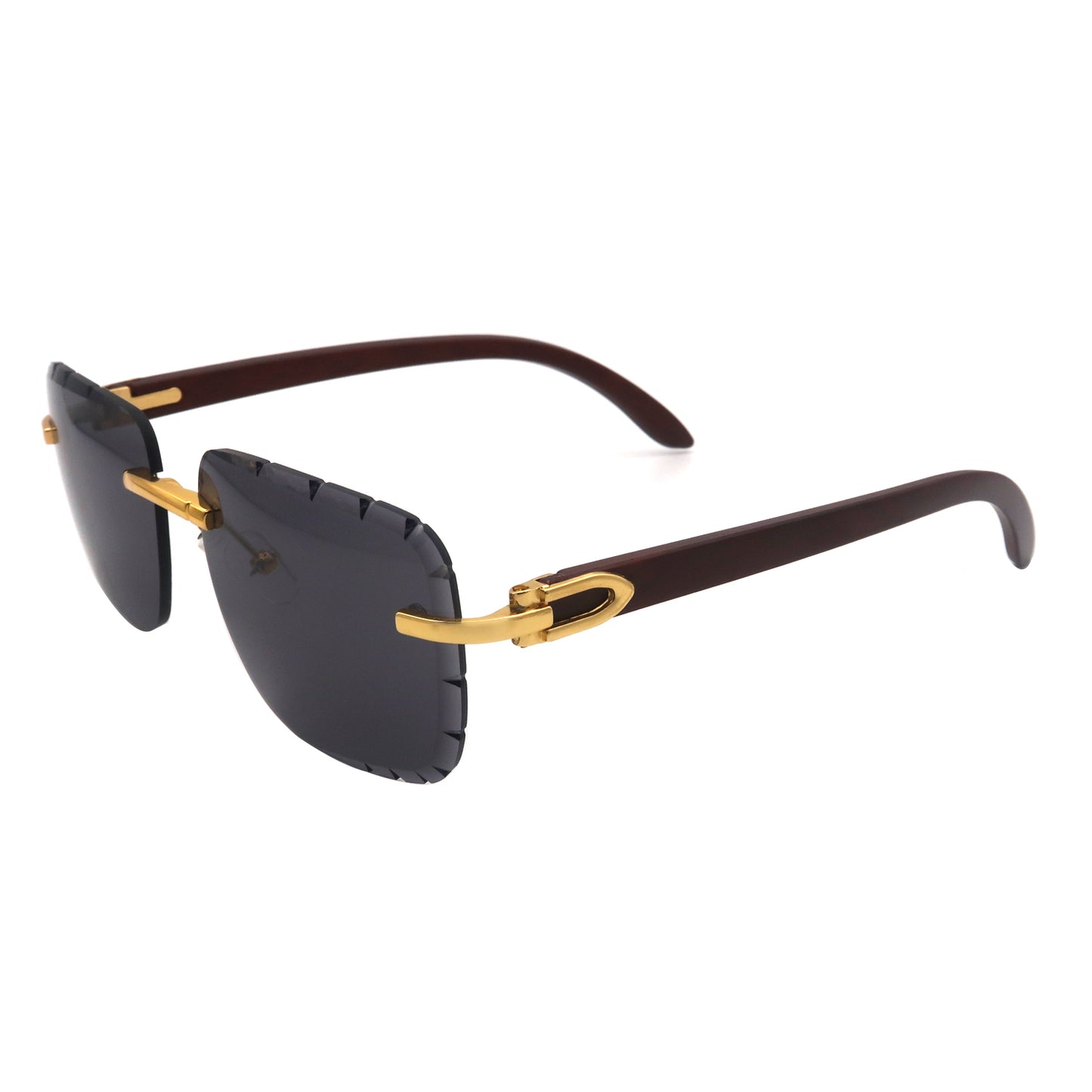 Vi19106 Rimless Rectangle Sunglasses for Men Women Hip-hop Wood Small Square Sunglasses Frameless 70s 90s Shades