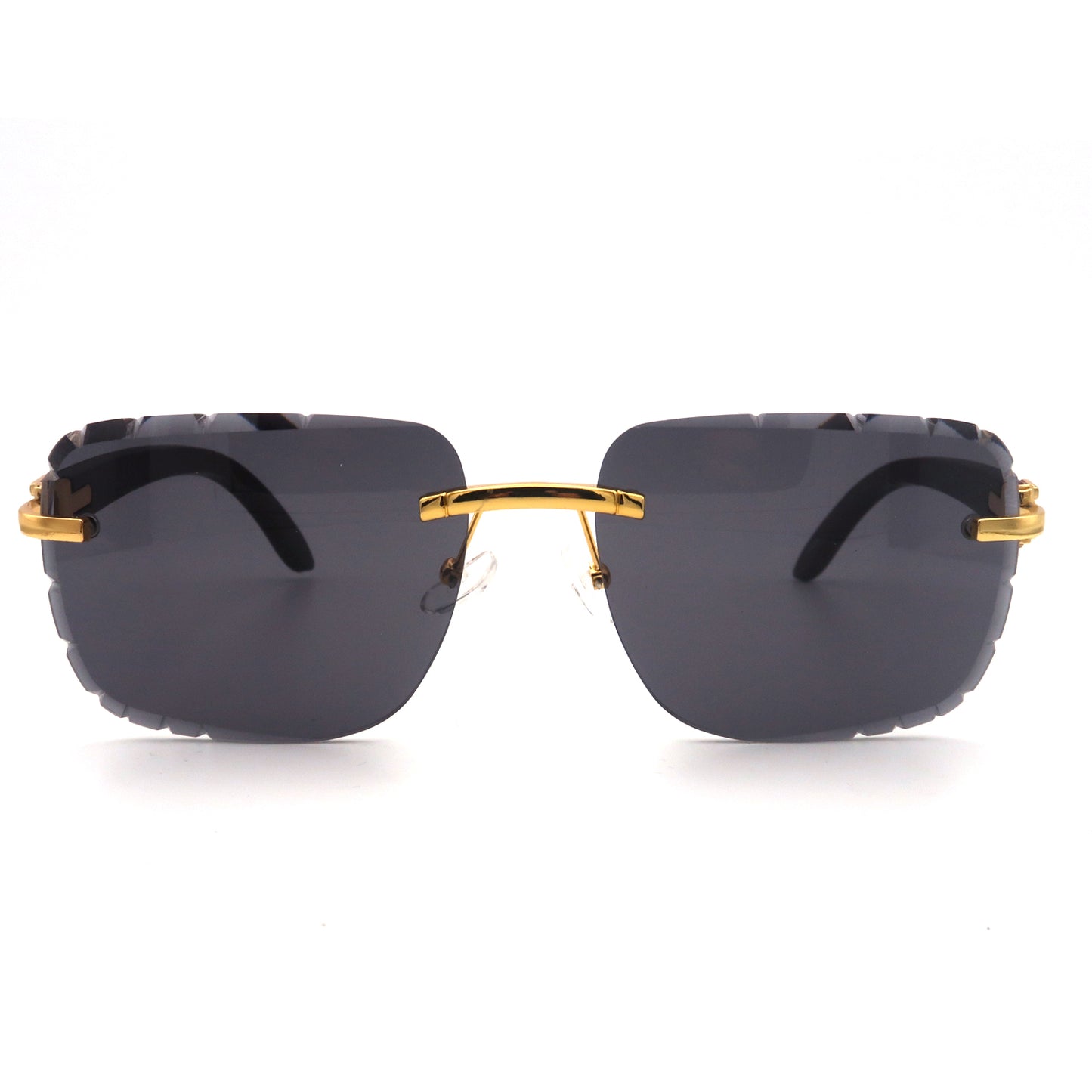 Vi19106 Rimless Rectangle Sunglasses for Men Women Hip-hop Wood Small Square Sunglasses Frameless 70s 90s Shades