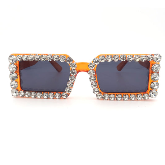 #2064Bling Rhinestone  Sunglasses For Women  Mirrored Decorative Shades For Costume Party Prom