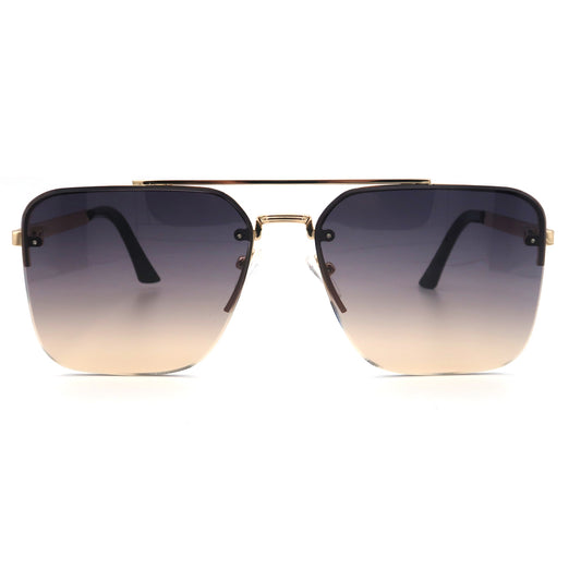 #6309 Fashion Oversized Square Aviator Gradient Sunglasses For Men Vintage Metal Side Shield Steampunk Sun Glasses