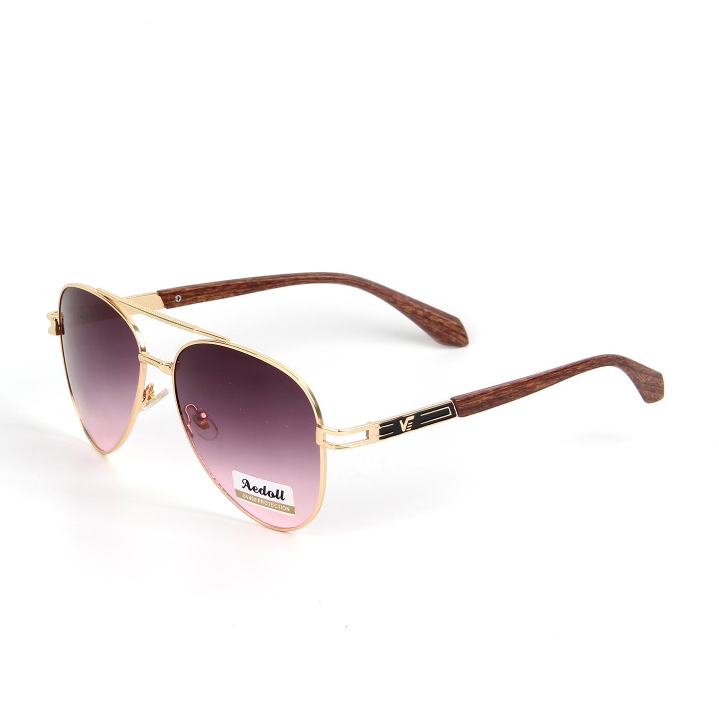 Vi93026 Trendy Square Aviator Sunglasses for Women Men, Classic Gold Metal Rim Pilot Shades UV Protection Sun Glasses