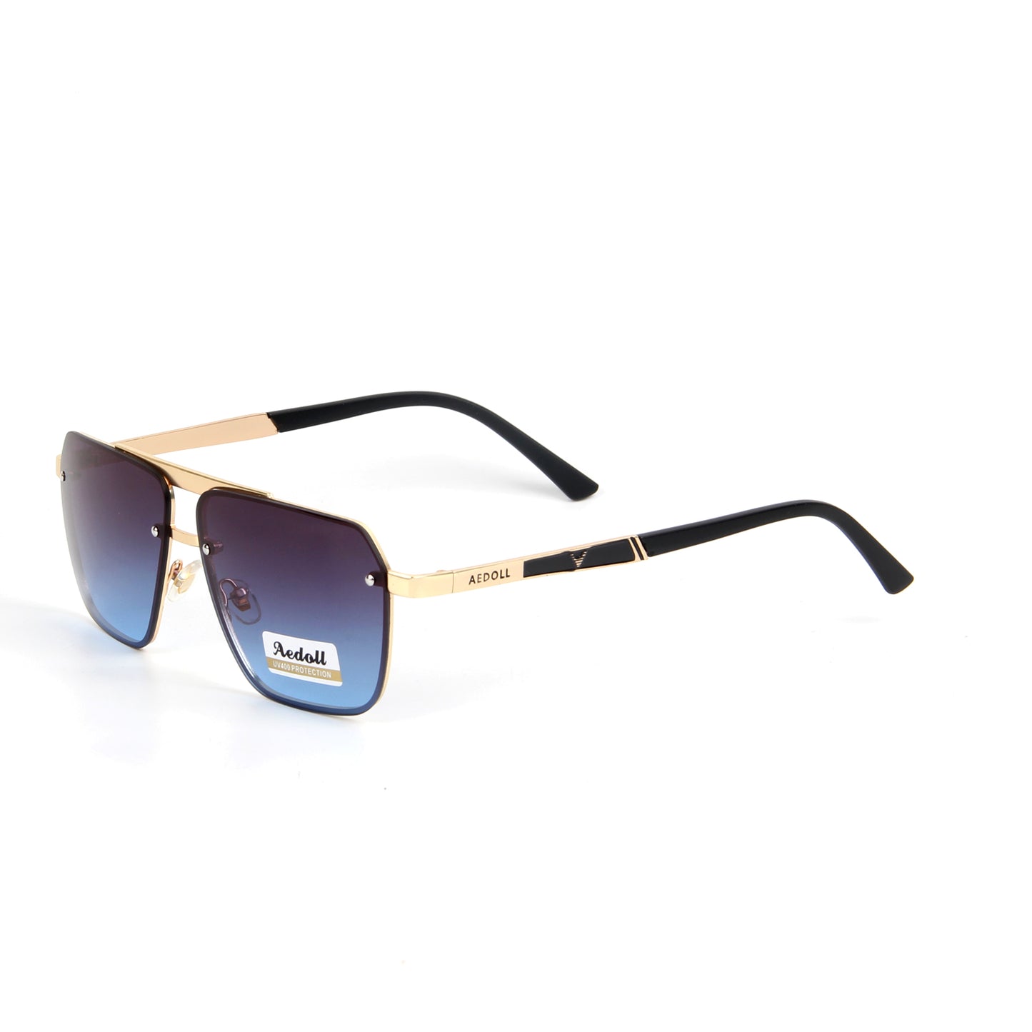 Vi9332 Amnue Trendy Aviator Sunglasses Mens Womens Retro Double Bridge Metal Semi-Rimless Shades