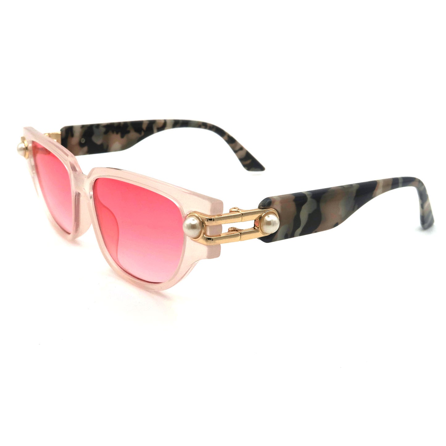 #9998Advanced Pearl Women's Sunglasses New Triangle Cat's Eye Plain Glasses Cross-Border Tide for Europe United States