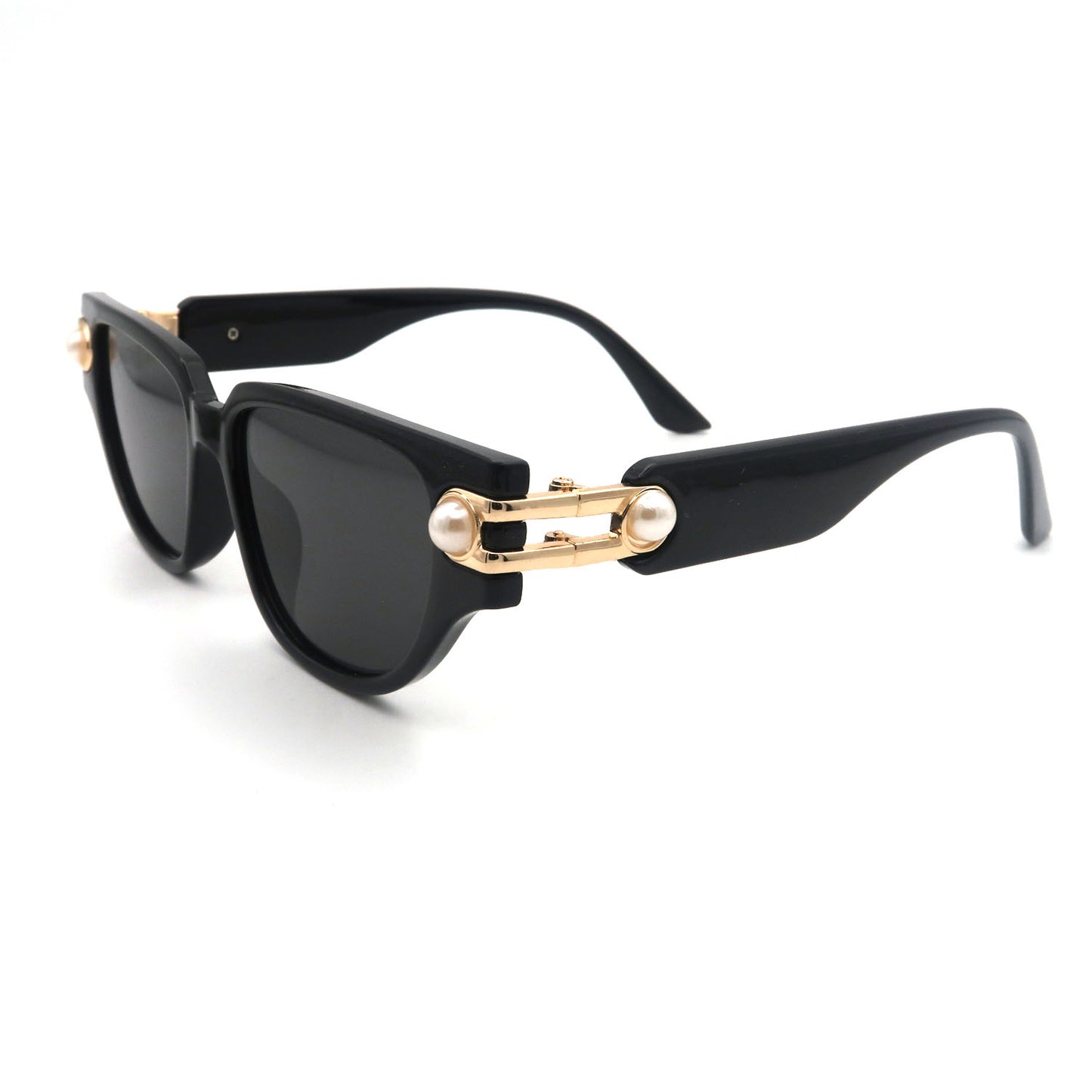 #9998Advanced Pearl Women's Sunglasses New Triangle Cat's Eye Plain Glasses Cross-Border Tide for Europe United States