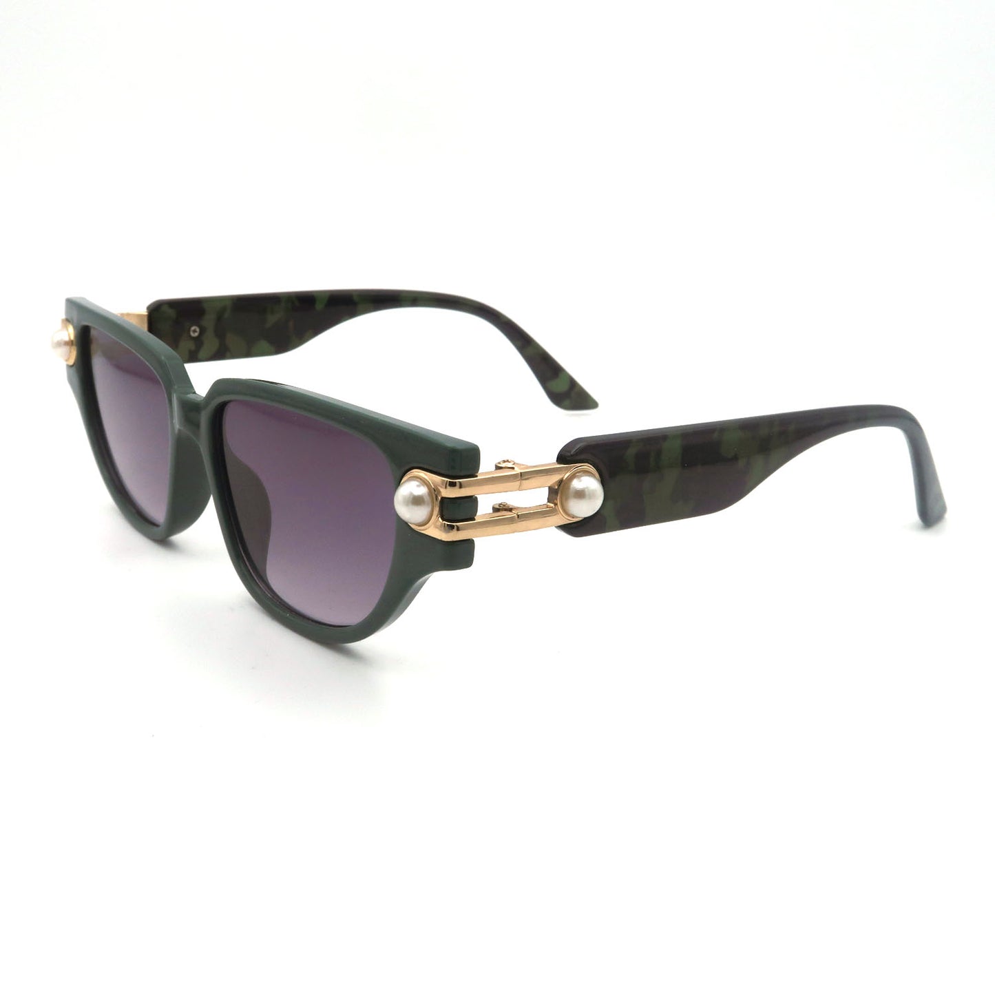 #9998Advanced Pearl Women's Sunglasses New Triangle Cat's Eye Plain Glasses Cross-Border Tide for Europe United States