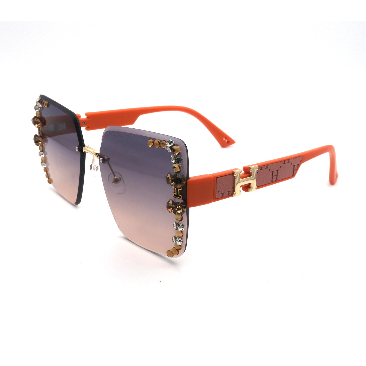 Vi19107 Vintage Rimless Square Rhinestone Sunglasses Women Retro Cutting Lens Luxury Bling Diamond Sun Glasses Female Party