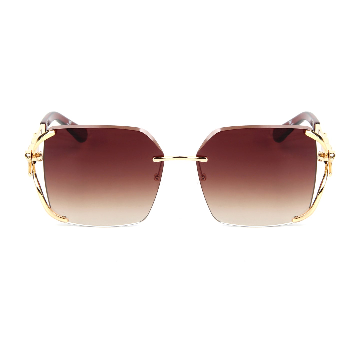 Vi18014 Rimless Sunglasses Women Designer Sunscreen Glasses Summer Oval Fashion Luxe Femme Sunglasses Outdoor Sports Vacation Vintage